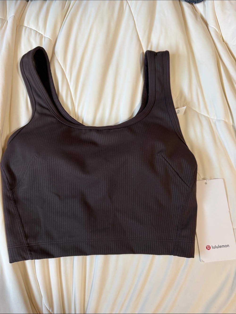 lululemon wunder train scoop neck tank rib size 6 espresso brown